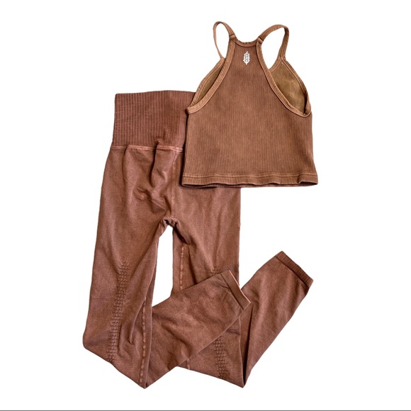 NEW Free People Good Karma Leggings + Happiness Runs Crop Top Set - Picture 11 of 17